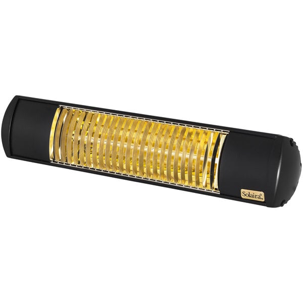 A black Solaira electric infrared heater.