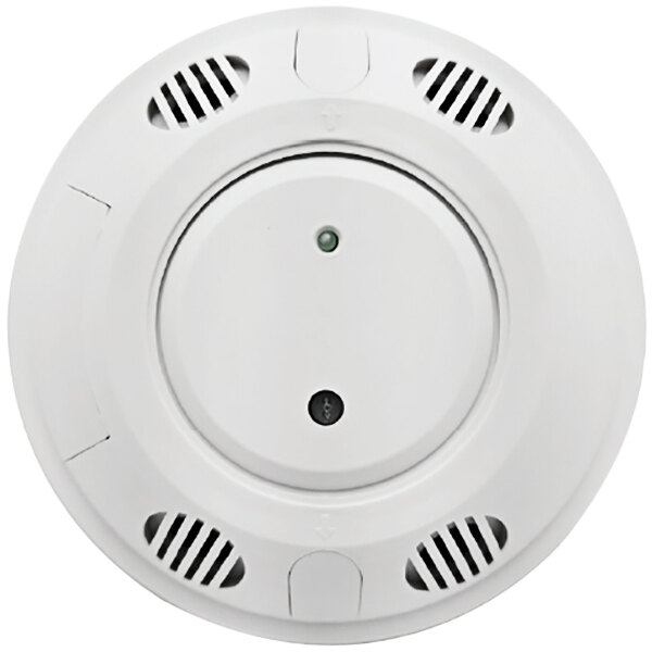 A white circular Solaira Omnis Control occupancy sensor with two holes.