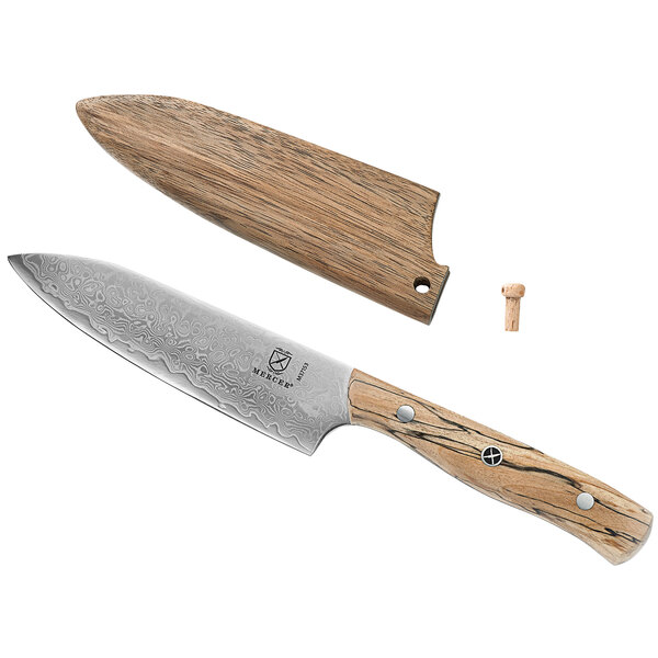 A Barfly bar knife with a wooden handle.