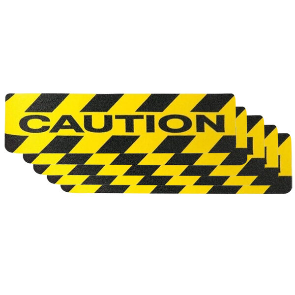 A set of 5 black and yellow "Caution" signs with SlipDoctors yellow and black packaging.