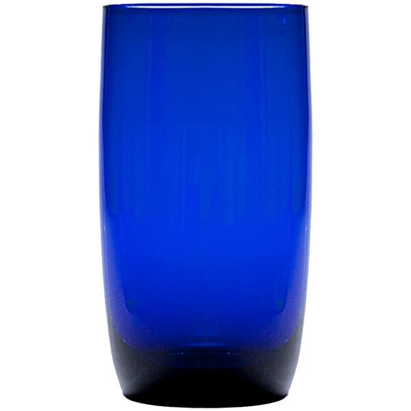 A cobalt blue Fortessa beverage glass.
