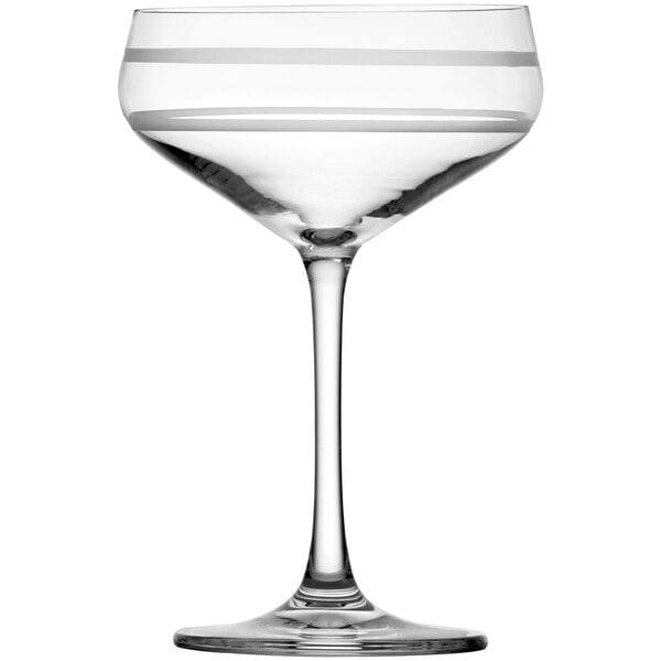 A clear Fortessa Crafthouse coupe glass with a thin rim.