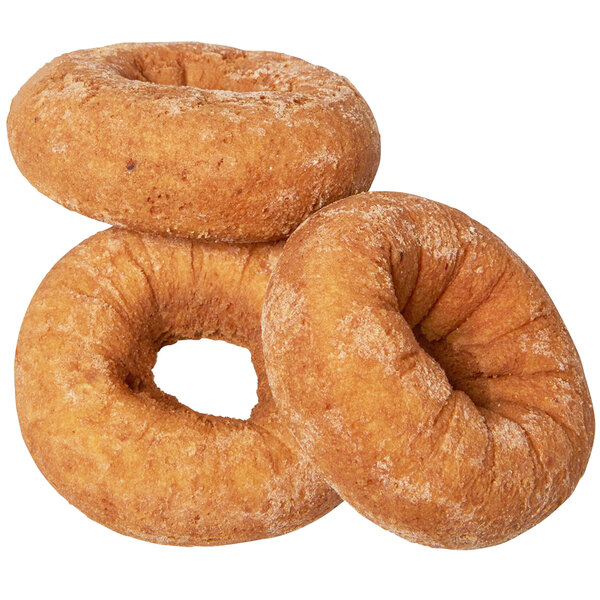 Three Rich's Ready-To-Finish Jumbo Plain Cake Donuts on a white background.