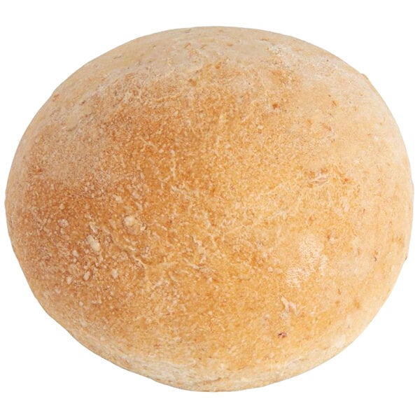 A round brown Rich's Whole Grain dinner roll.