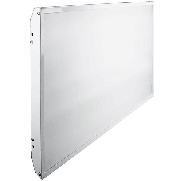 A white rectangular TCP LED high bay light fixture with a metal frame.