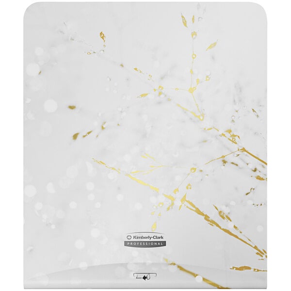 A white and gold cover with a cherry blossom design on a white and gold background.