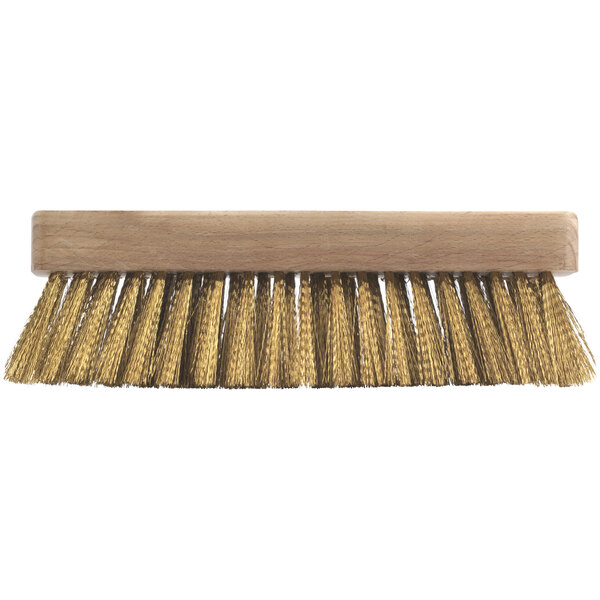 A GI Metal pizza oven brush head with brass bristles.