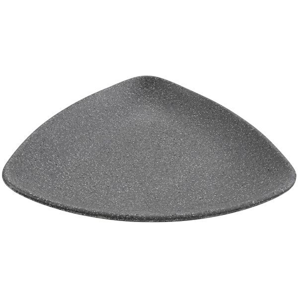 A grey triangle shaped Cheforward by GET melamine plate.