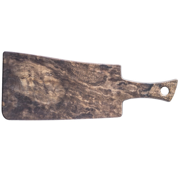 A cheforward rectangle melamine serving board with a thunderstorm agate design and a handle.
