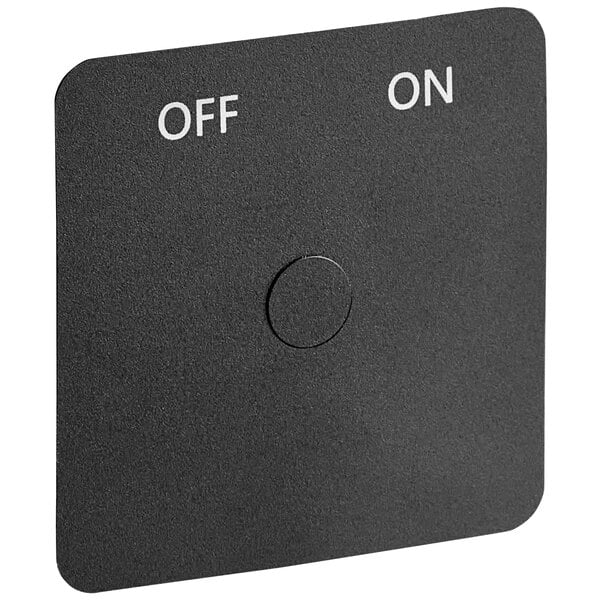 A black square dial with the word "On" in white and "Off" in white.
