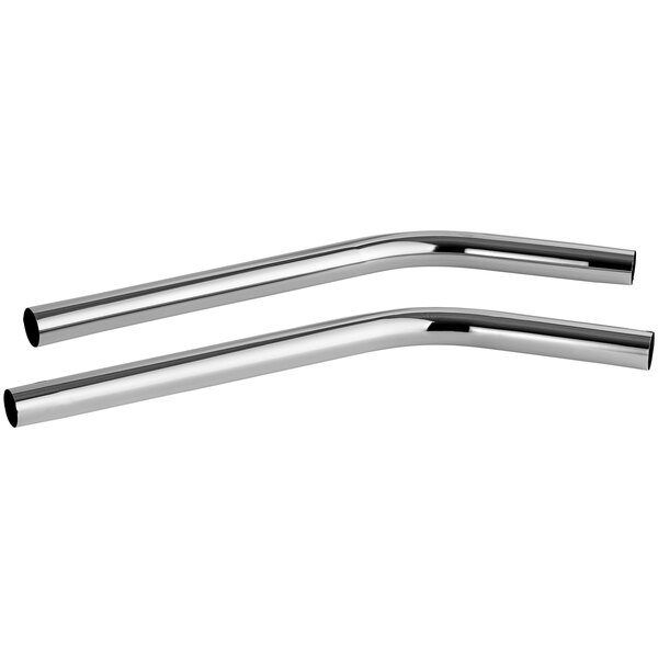 A pair of chrome metal pipes for a Lavex wet/dry vacuum.