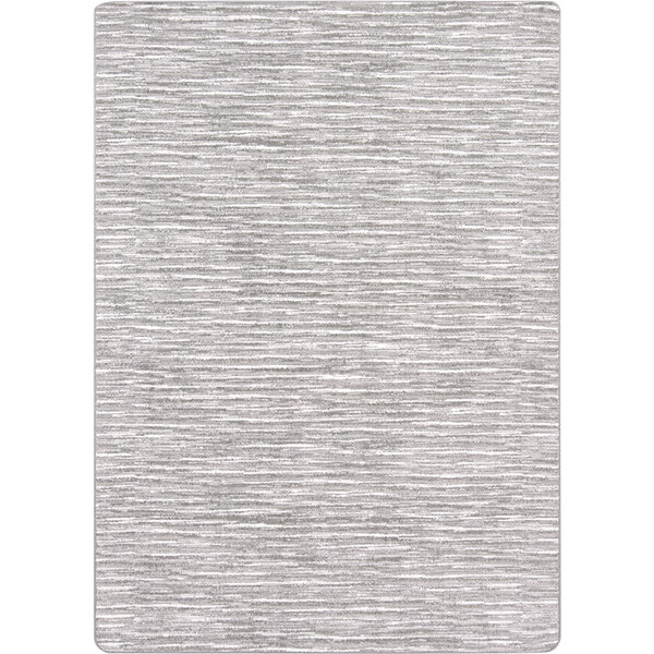 A gray rectangle area rug with a white stripe.