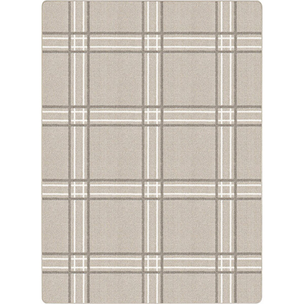 A close-up of a beige Joy Carpets Broadfield area rug with a plaid pattern.