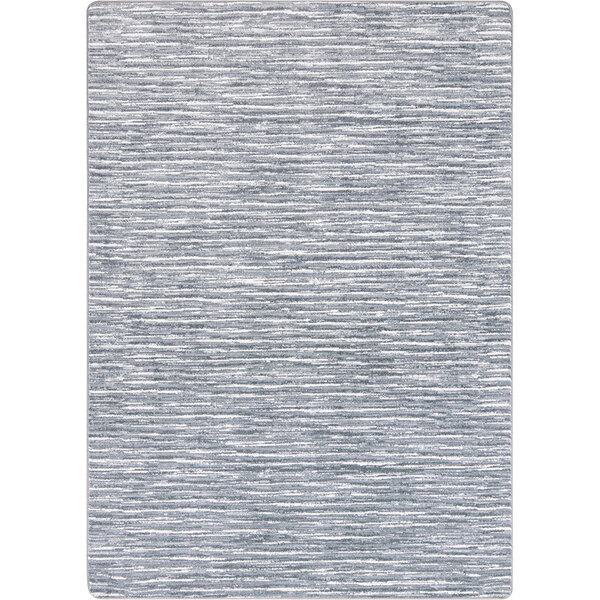 A close up of a grey Joy Carpets area rug with a white stripe.