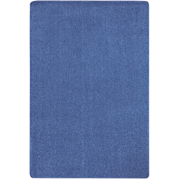A Joy Carpets cobalt blue rectangle area rug with a square shape on a white background.