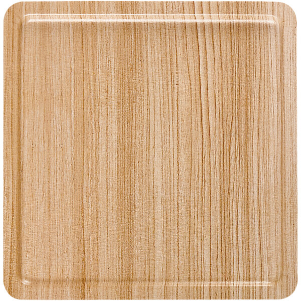 A wood square melamine tray.