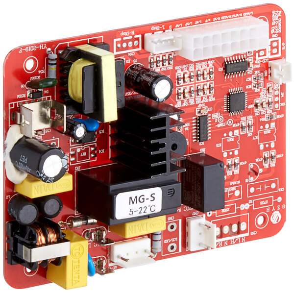 A red PCB main control board for AvaValley single zone wine units with many small black and white components.