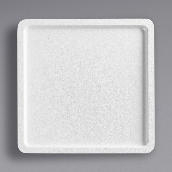 A white square melamine tray.