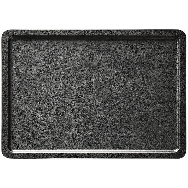 A black rectangular tray with a black border.