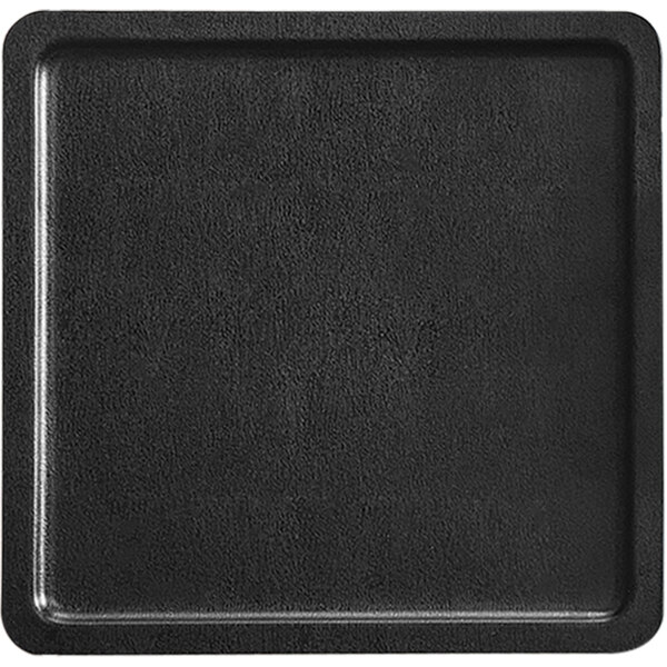 A black square Cal-Mil melamine tray with a black border.