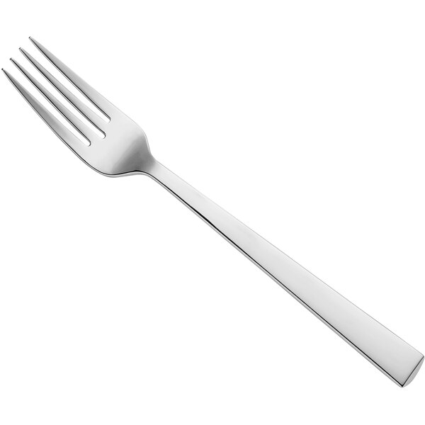 A Sola stainless steel dessert fork with a silver handle.