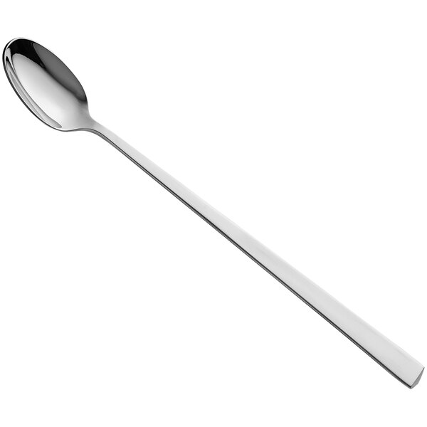 A Sola stainless steel iced tea spoon with a long handle on a white background.