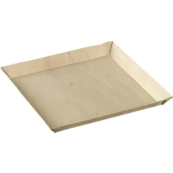 A Solia Quartz laminated wooden square plate in a cardboard box with a white square edge.