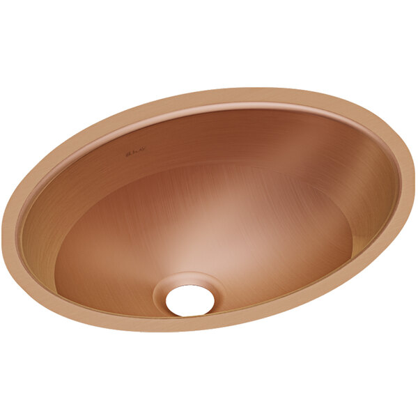 An Elkay CuVerro antimicrobial copper undermount sink with an overflow assembly.