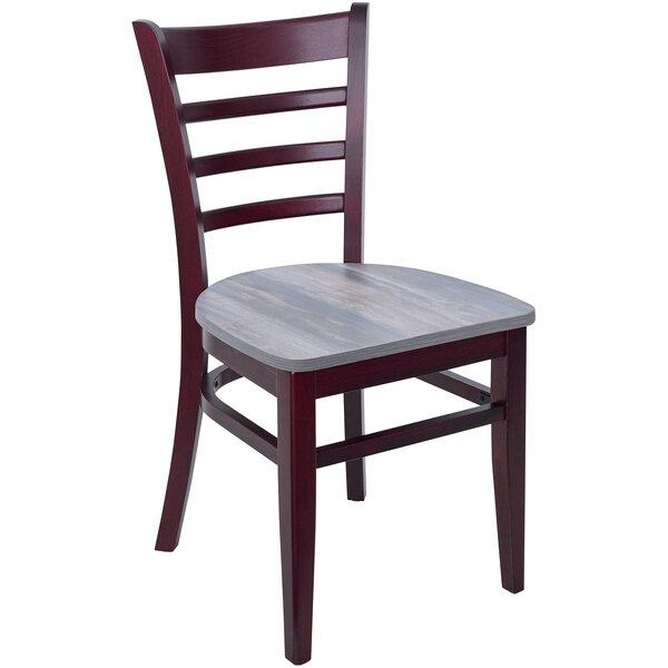 A BFM Seating Berkeley beechwood chair with a grey seat and back.