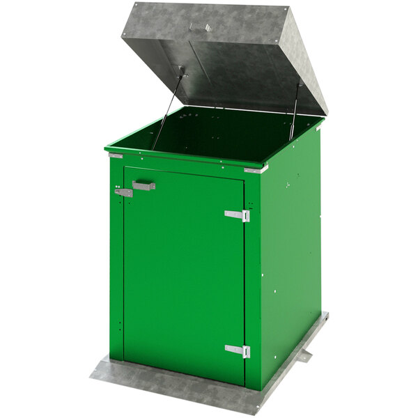 A green TuffBoxx ToteBoxx with a lid open.