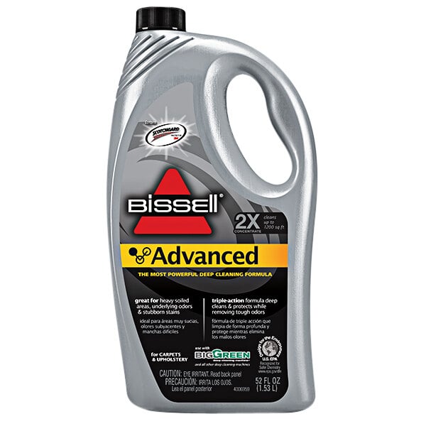 A bottle of Bissell Advanced Triple-Action Deep Cleaning Formula.
