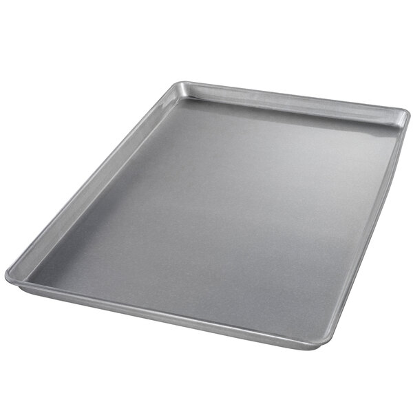 A Chicago Metallic aluminized steel bun pan with a wire in rim.