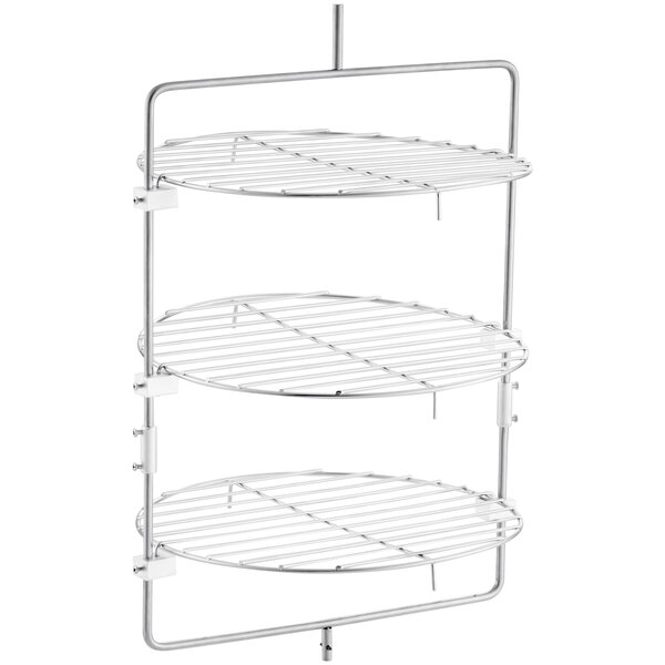A white metal three tiered Carnival King pizza rack.