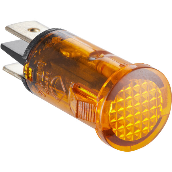 An orange indicator light with a white background.
