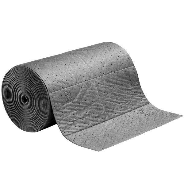 A roll of black fabric with a white label.