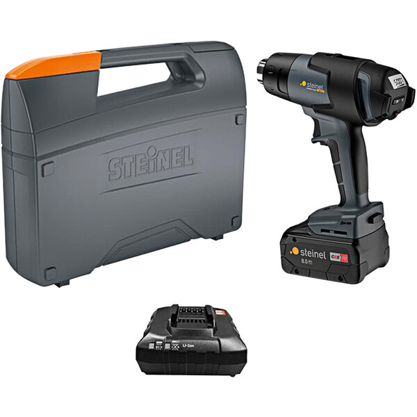 A Steinel cordless heat gun, battery, charger, and case.