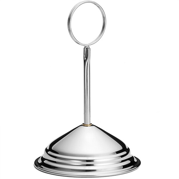 A Tablecraft stainless steel stand with a round ring.