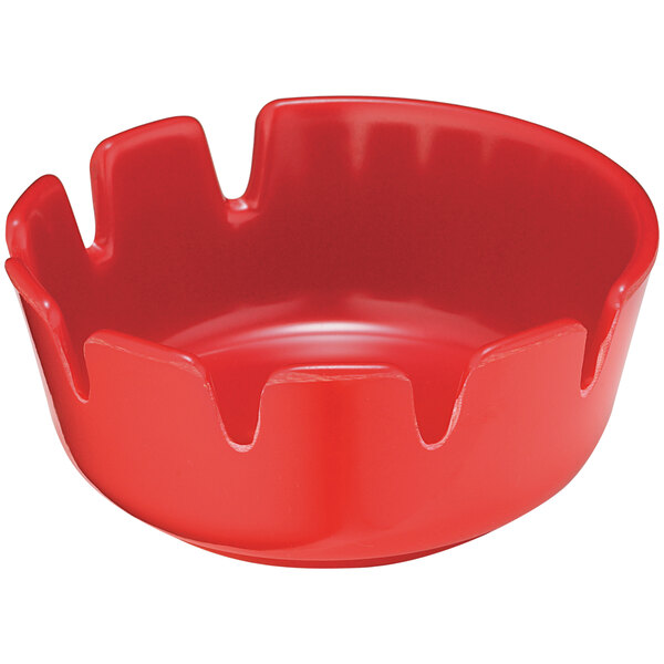 A Tablecraft red deepwell ashtray with a white background.