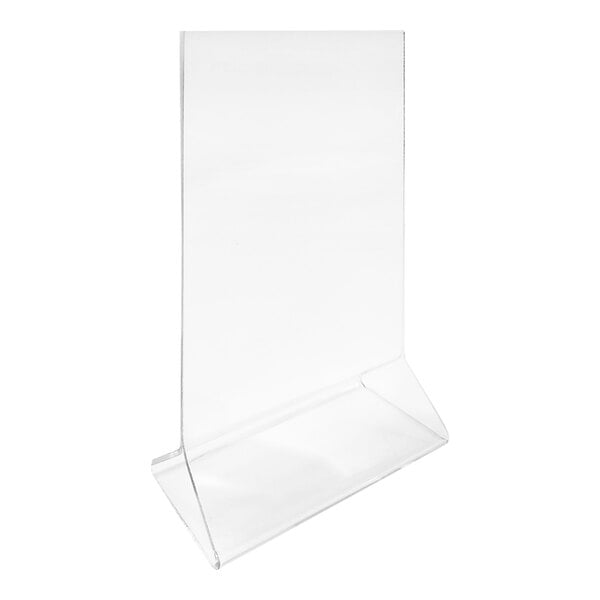 A clear plastic Tablecraft Table Tent holder.
