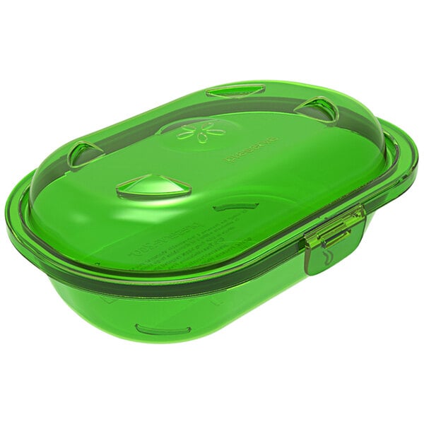 A green Preserve reusable take-out container with a lid.