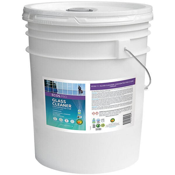 A white bucket of ECOS Pro Vinegar Glass Cleaner Concentrate.