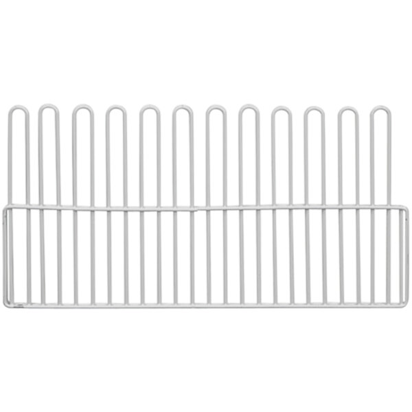 A white metal Quantum wire basket short divider with five curved lines.