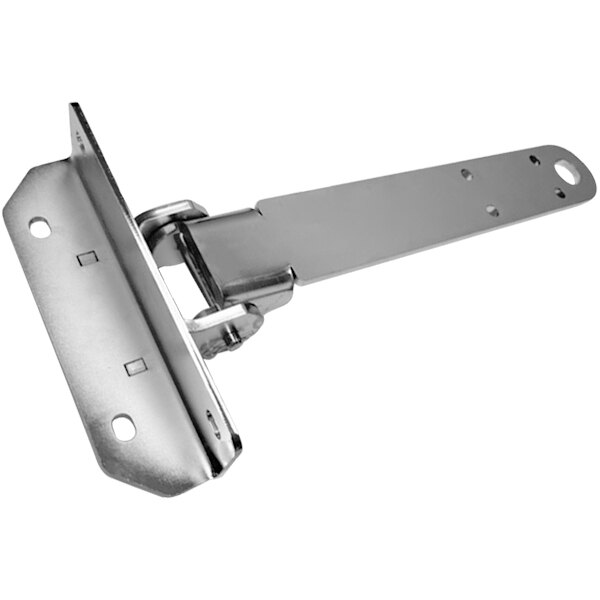 A stainless steel MasterMover Tow Draw Bar hinge with holes.