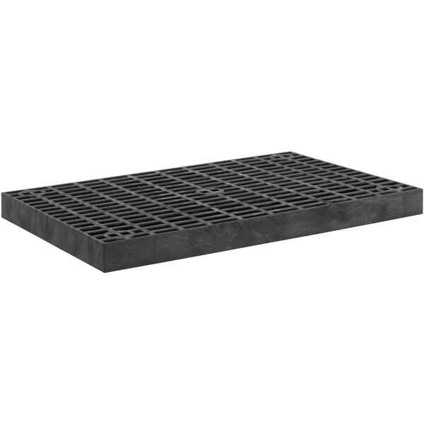 A black grate with a grid pattern.