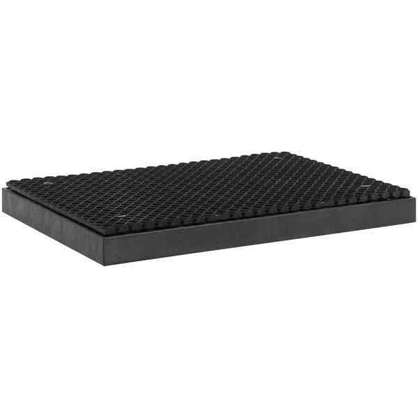 A black square SPC Industrial Add-A-Level work platform mat with holes.