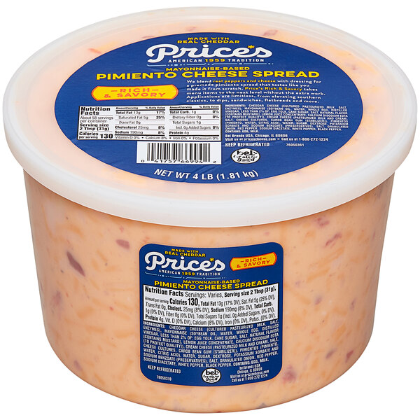 A white container of Price's Southern Pimento Cheese Spread.