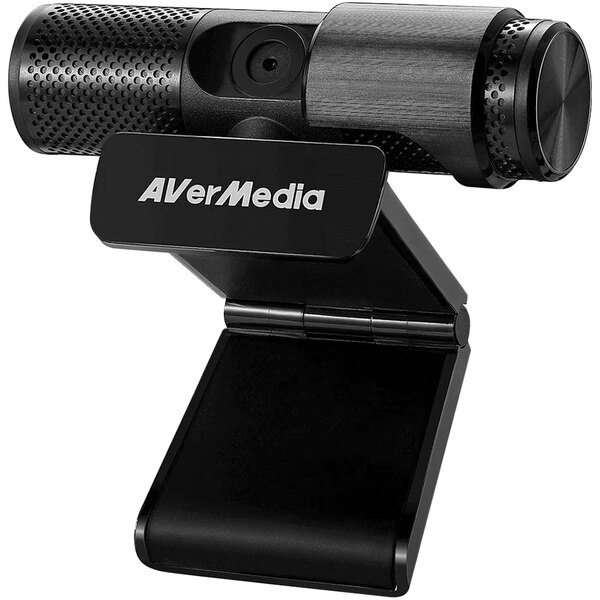 An AVermedia webcam with a black cover on it.