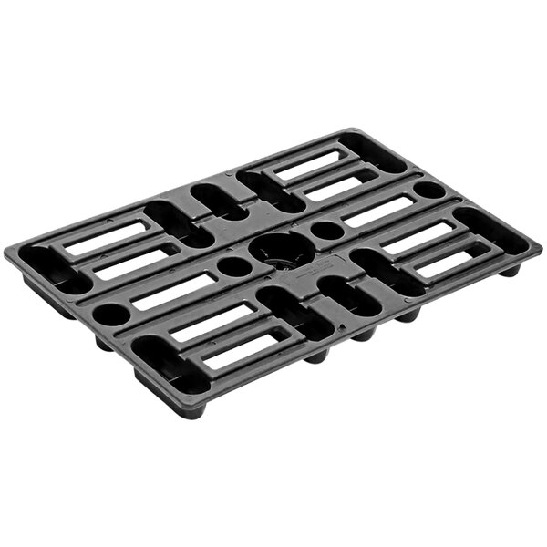 A black plastic Valley Craft mini pallet tray with holes.