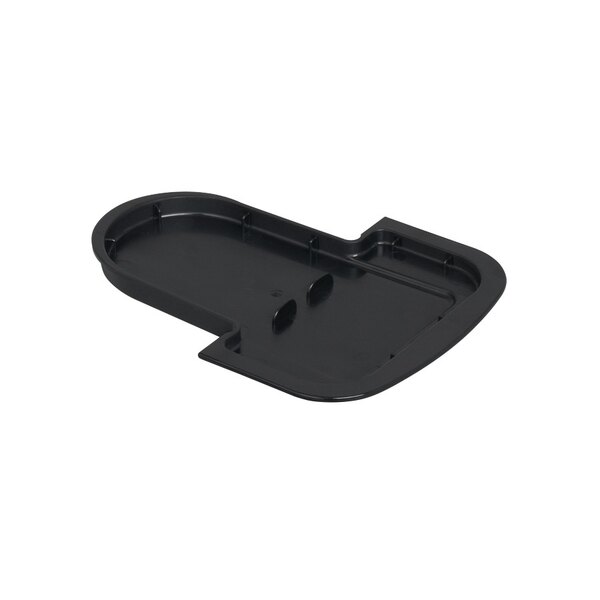 A black plastic Bunn drip tray with a hole in it.