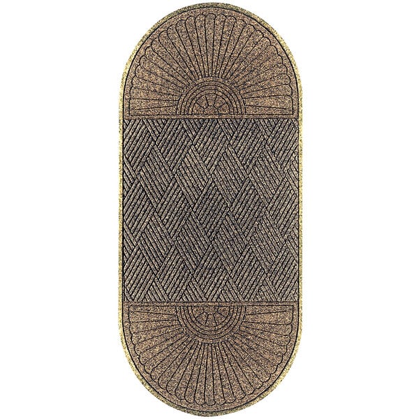 A rectangular brown WaterHog entrance mat with a diamond pattern.